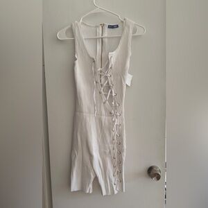 Bella Amore White Lace-Up Mini Romper